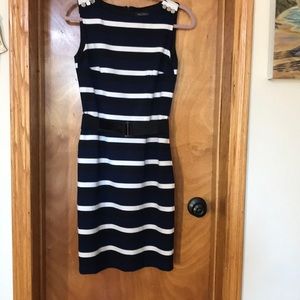 Blk white n blue striped dresss by